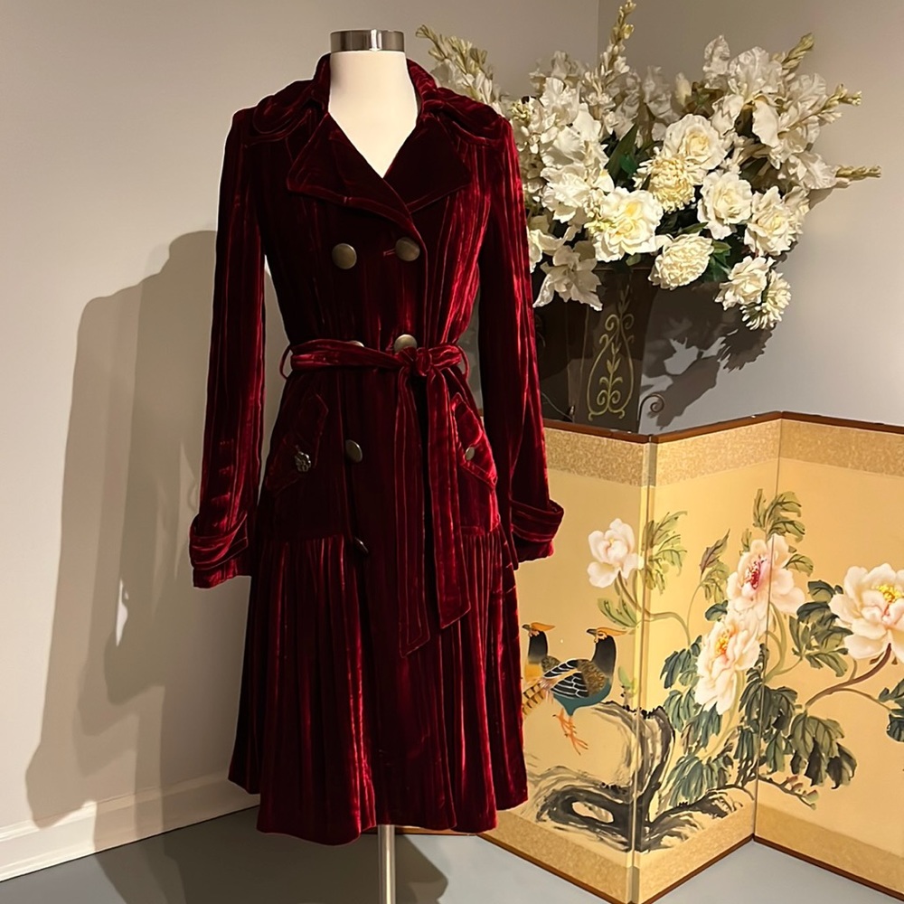 Cynthia Steffe Raspberry Velvet Coat Dress Size S